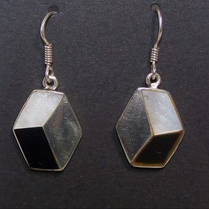 Vintage cube illusion sterling silver earrings